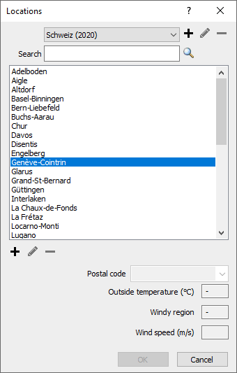 Location dialog Linear Building