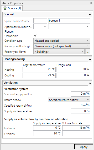 Properties Linear Revit