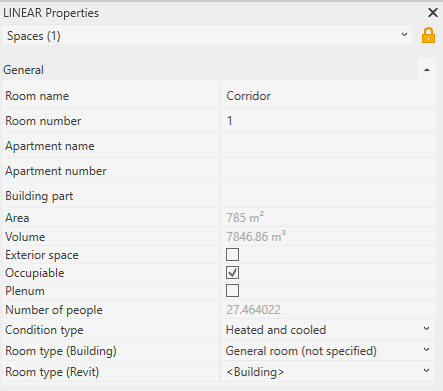 Properties Linear Revit