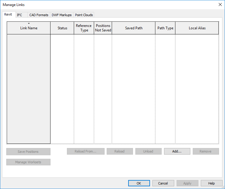 Manage links Linear Revit