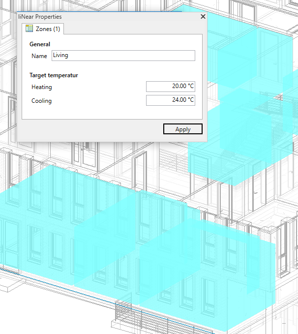 Dialog properties zoning Linear Revit