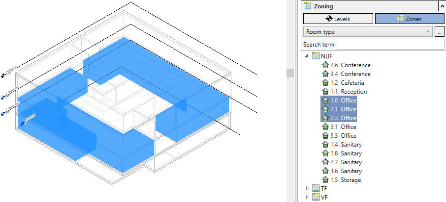 Section zoning Linear Revit