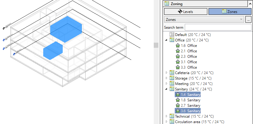 Section zoning Linear Revit