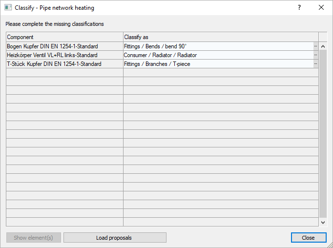 Classify dialog in the LINEAR Solutions for Autodesk Revit