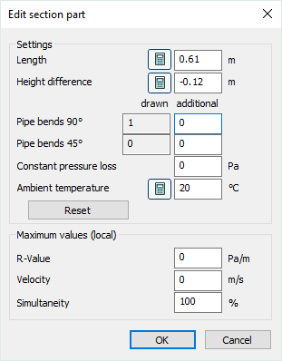 Section part dialog Linear Analyse