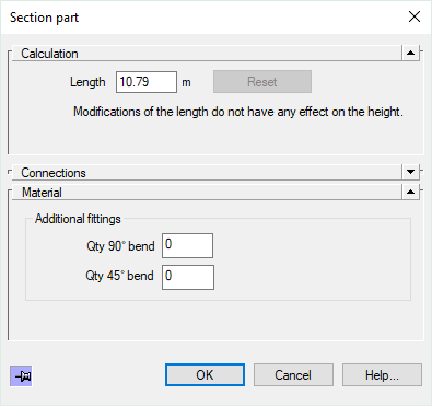 Dialog section part gas Linear Revit