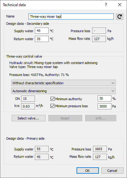 Technical data mixing valve Linear Revit