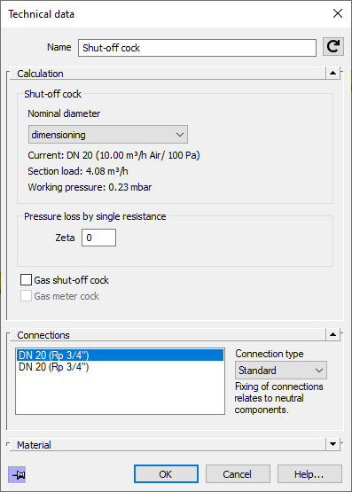 Technical data shut-off cock Linear Revit