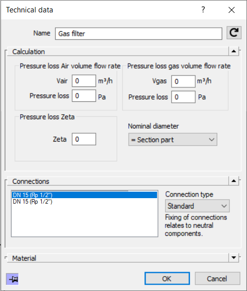 Dialog technical data Linear Revit