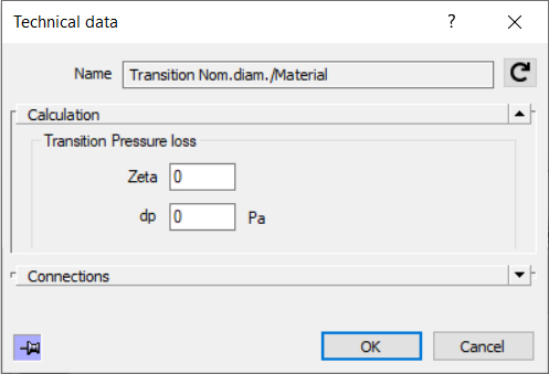 Dialog technical data transition Linear Revit