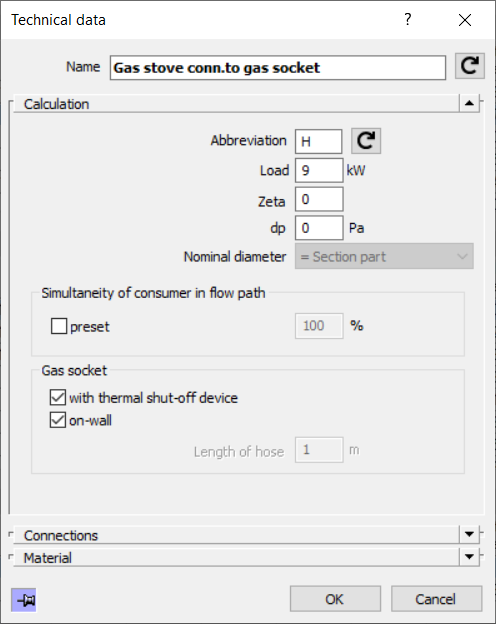 Dialog technical data consumer gas Linear AutoCAD