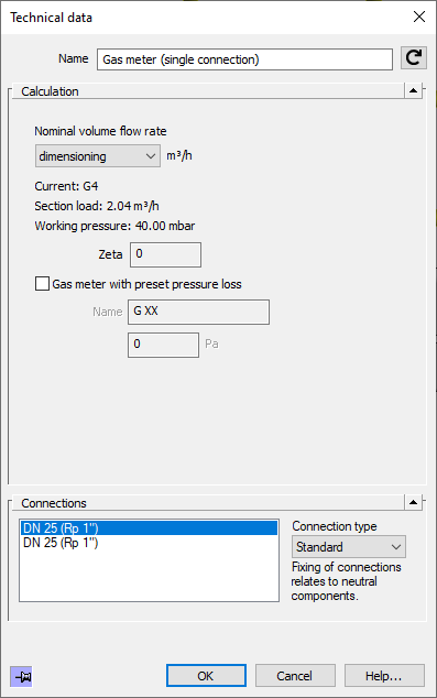 Technical data gas meter Linear Revit