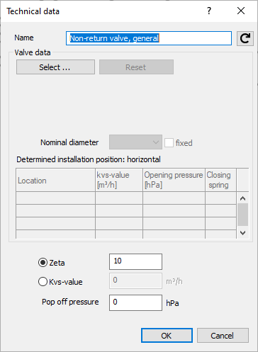 Technical data dialog Linear Revit