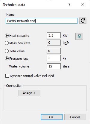 Technical data partial network end Linear Revit