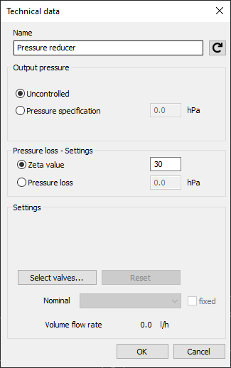 Technical data pressure reducer Linear Revit