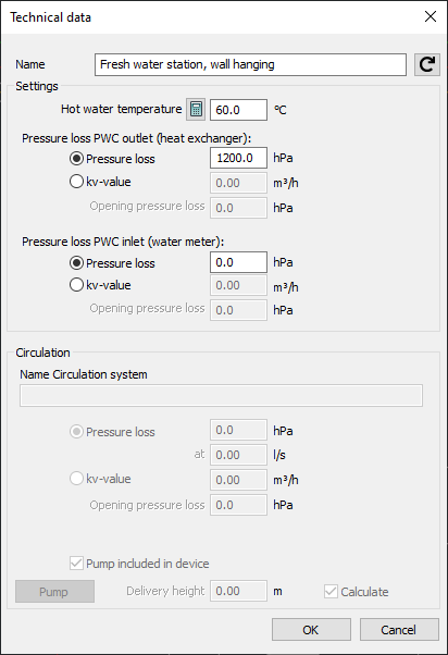 Dialog technical data Linear Revit