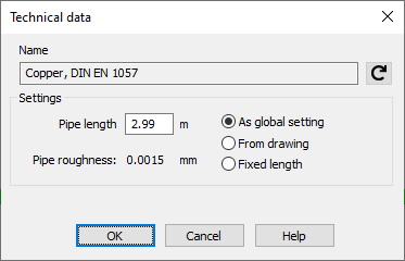 Dialog technical data Linear Revit