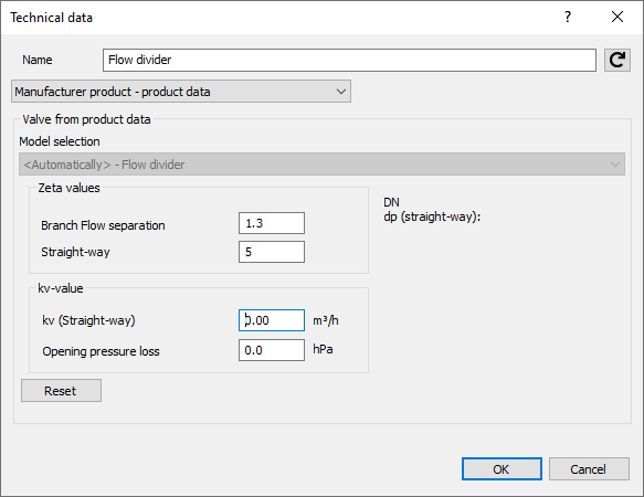 Technical data flow divider Linear Revit