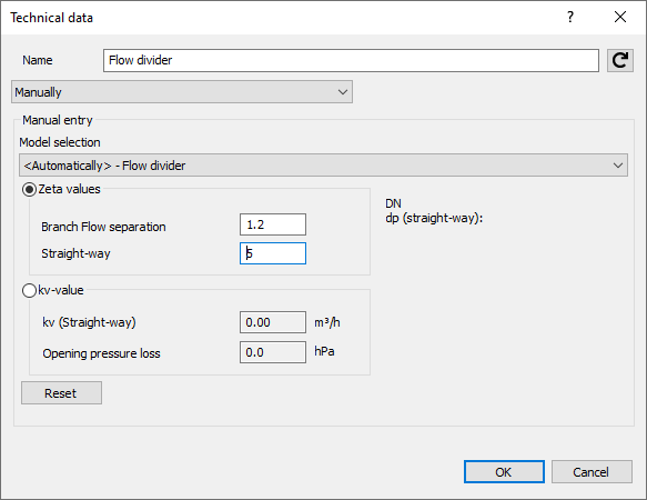 Technical data flow divider Linear Revit