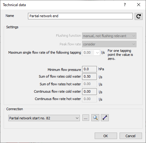 Dialog technical data Linear Revit