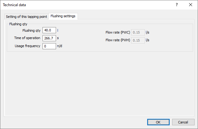 Flushing settings tapping point Linear Revit