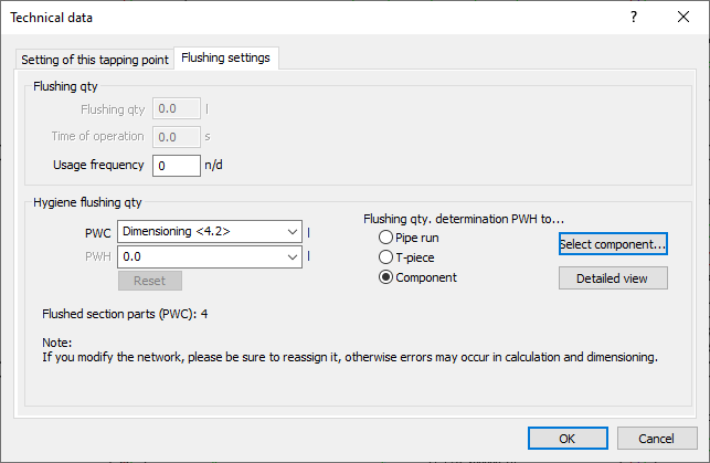 Flushing settings tapping point Linear Revit