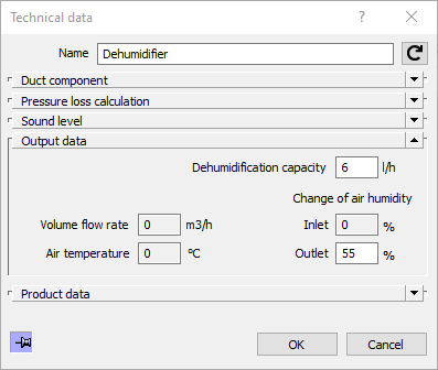 Dialog technical data Linear Revit