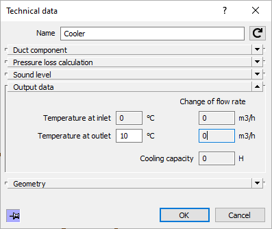 Dialog technical data Linear Revit