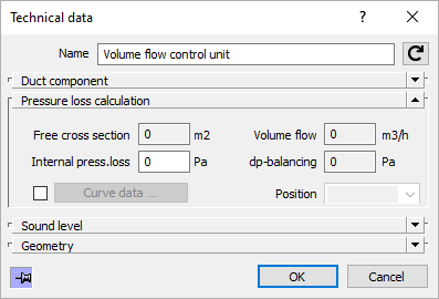 Dialog technical data Linear Revit