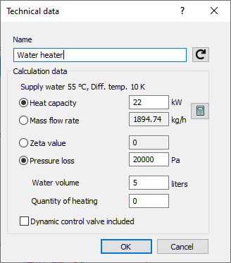 Technical data water heater Linear Revit