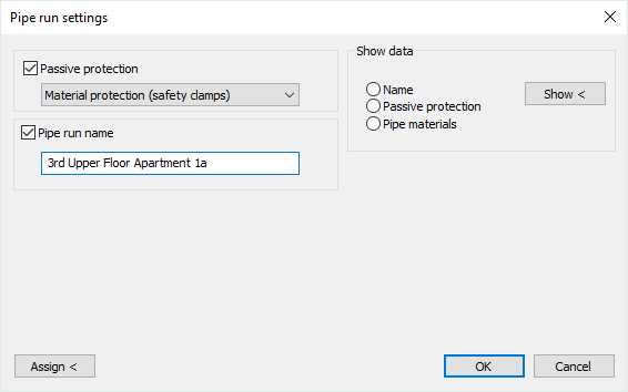 Pipe run settings gas Linear Revit