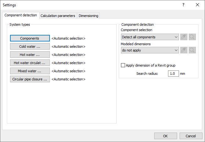 Section component detection settings Linear Revit