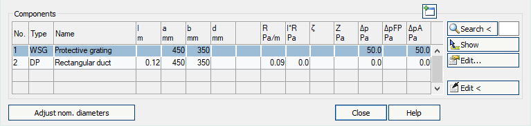 Table components calculation Linear Revit