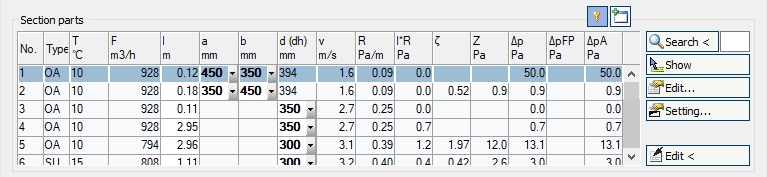 Table section parts calculation Revit