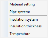 Context menu pipes insulations Linear