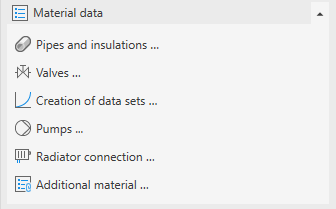 Area material data in Heating and Potable water of the LINEAR Solutions for Autodesk Revit