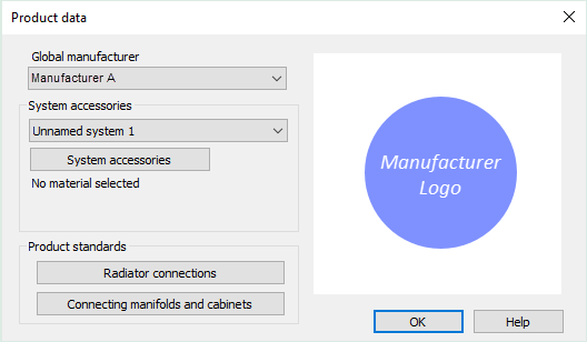 Dialog product data Linear Revit