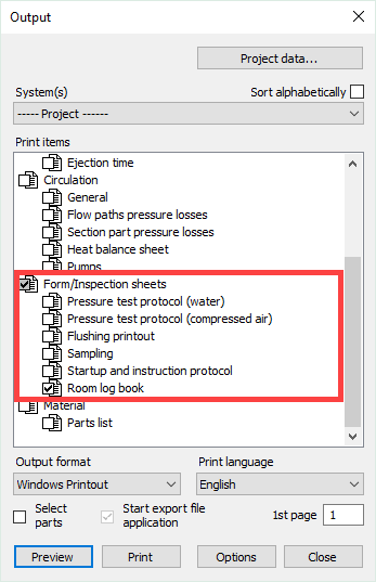 Dialog output Analyse