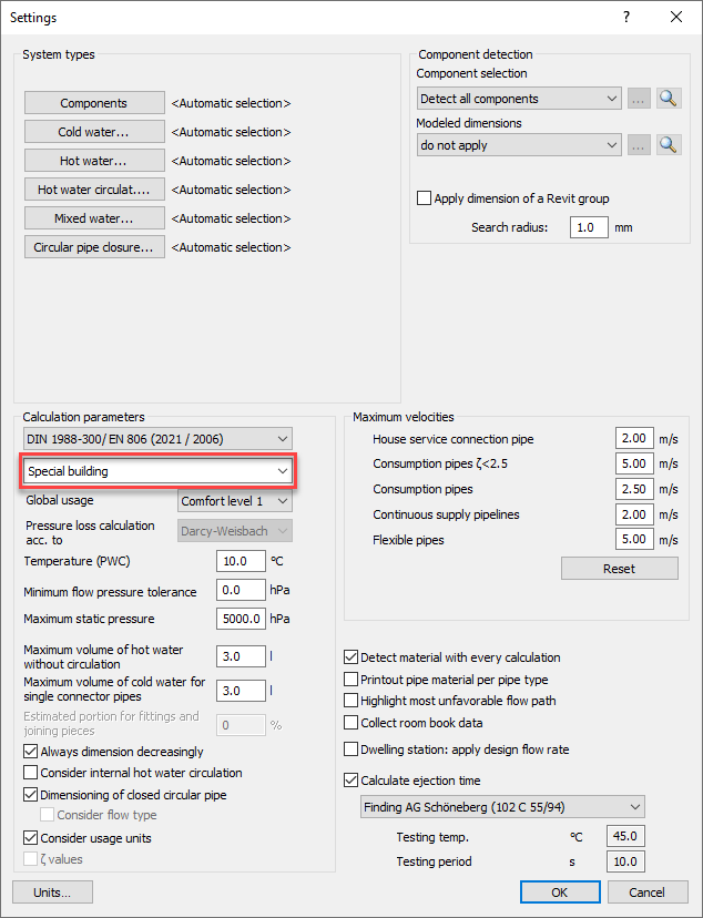 Settings Linear Analyse