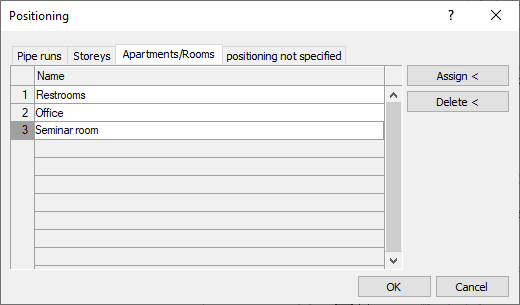 Positioning dialog Linear