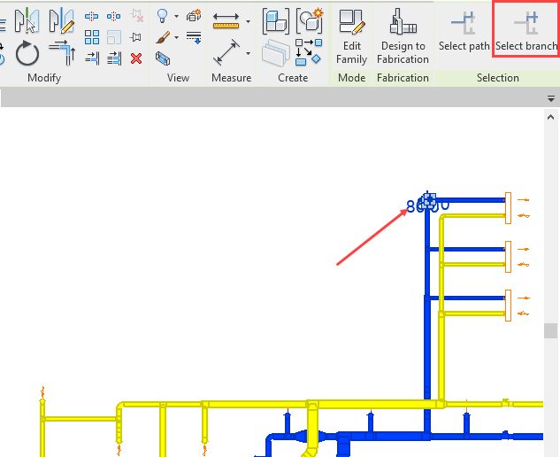 Select branch Linear Revit