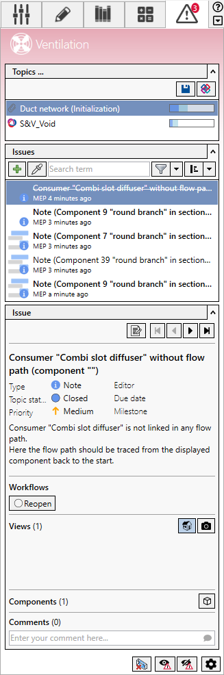 Reports tasks tab Linear Revit