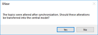 Dialog notification synchro Linear Revit