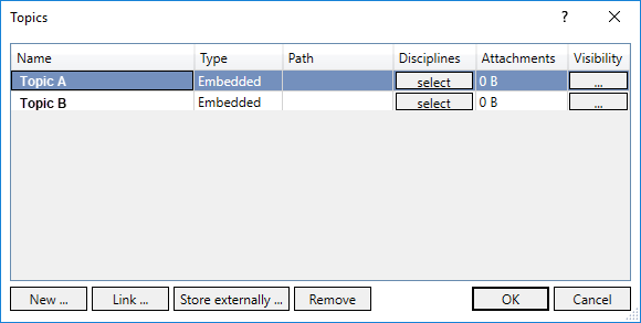 Dialog topics Linear Revit