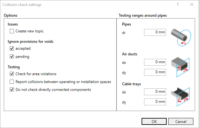 Dialog settings collision check Linear Revit