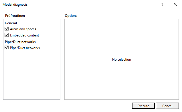 Dialog Model diagnosis Linear Revit