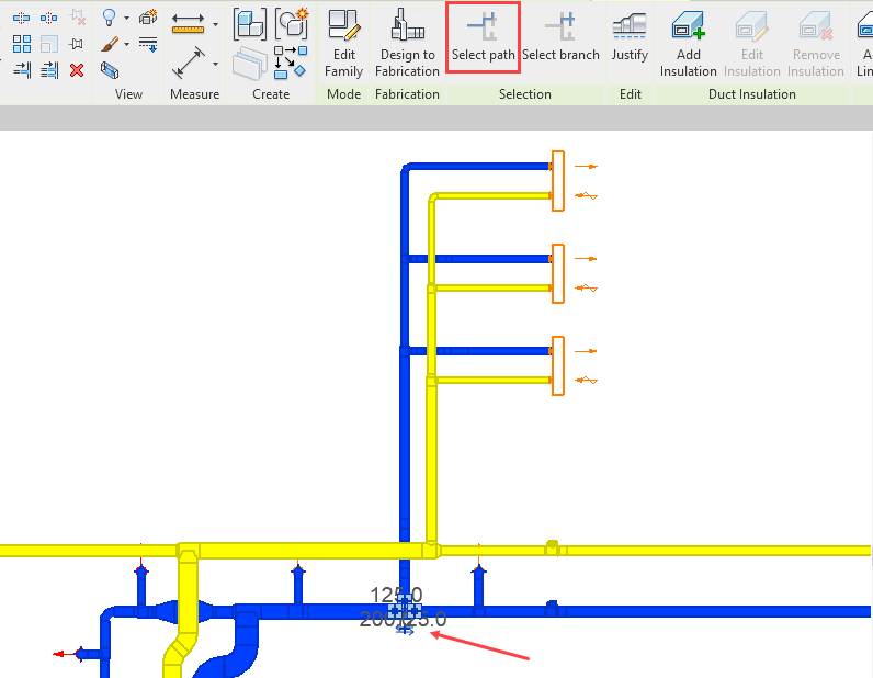 Select path Linear Revit