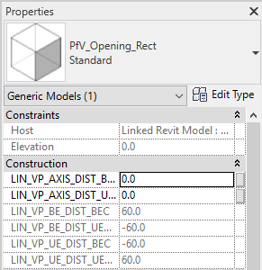 Properties openings Linear Revit