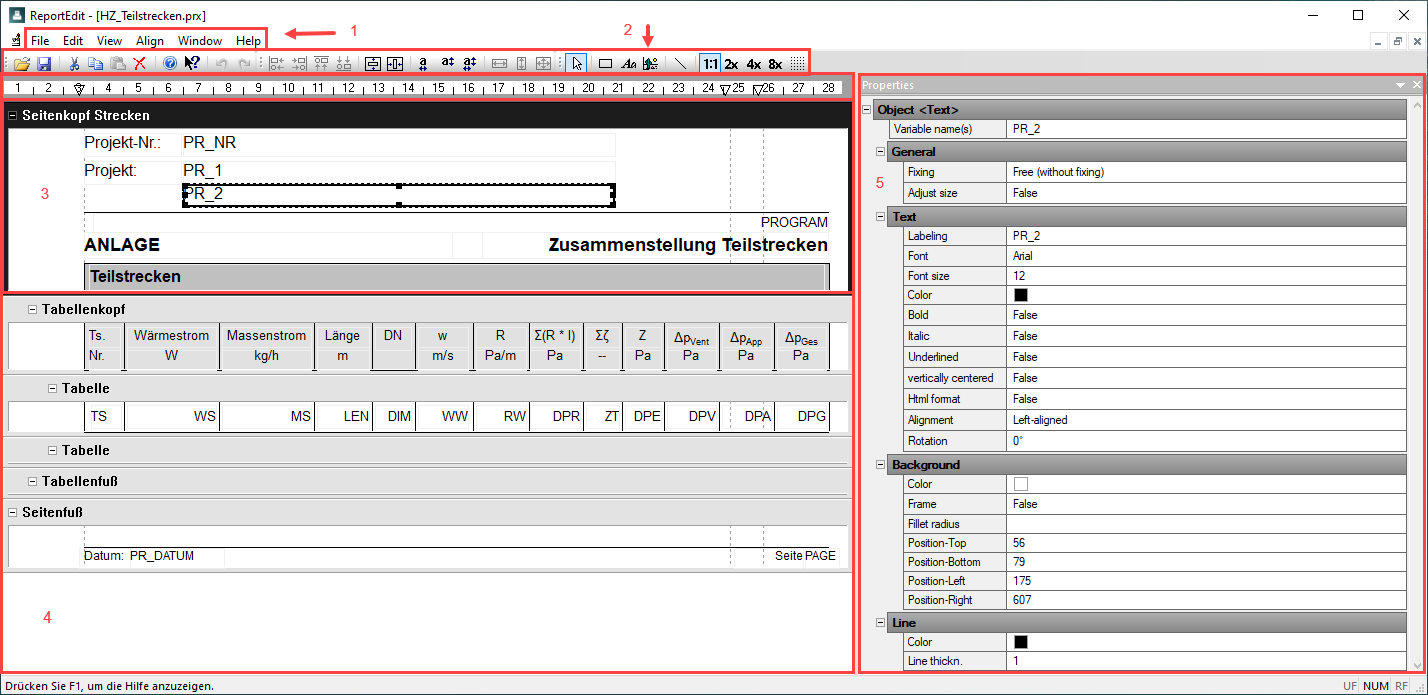 Report edit main user interface Linear