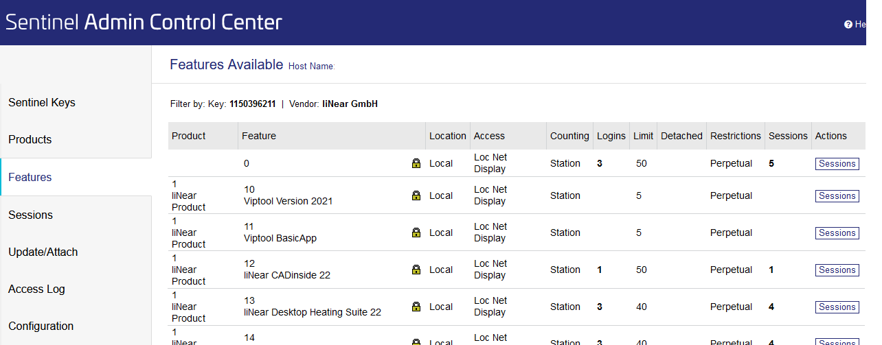 Sentinel Admin Control Linear